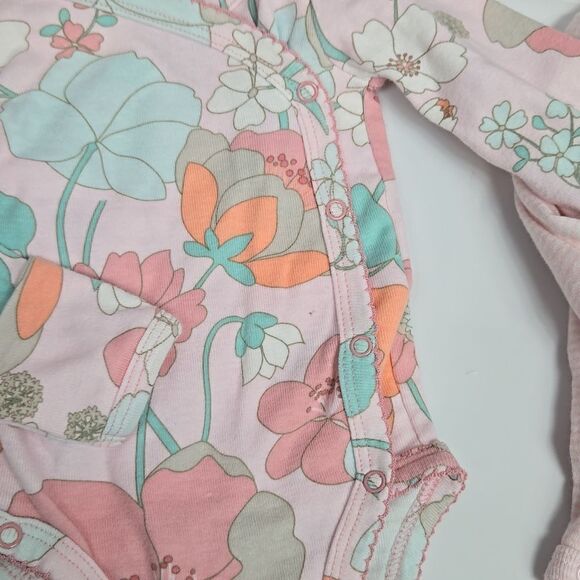 Carter's Newborn Floral Kimono Side Snap Bodysuit 2pc Set Pink Onesie Baby Girl - Picture 8 of 11
